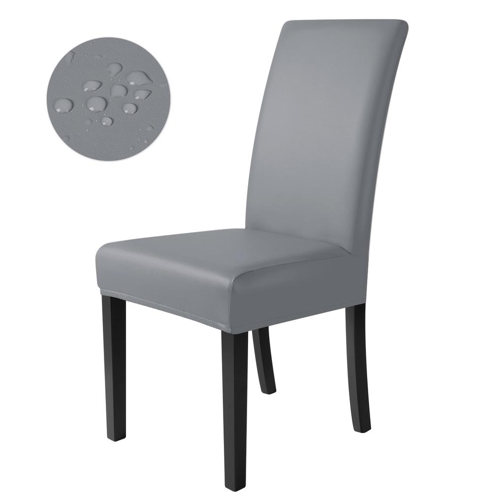 1/2/4PCS PU Leather Waterproof Chair Covers Solid Stretchy Chair Seat Cover Protector Dining Room Restaurant Kitchen Chair Case
