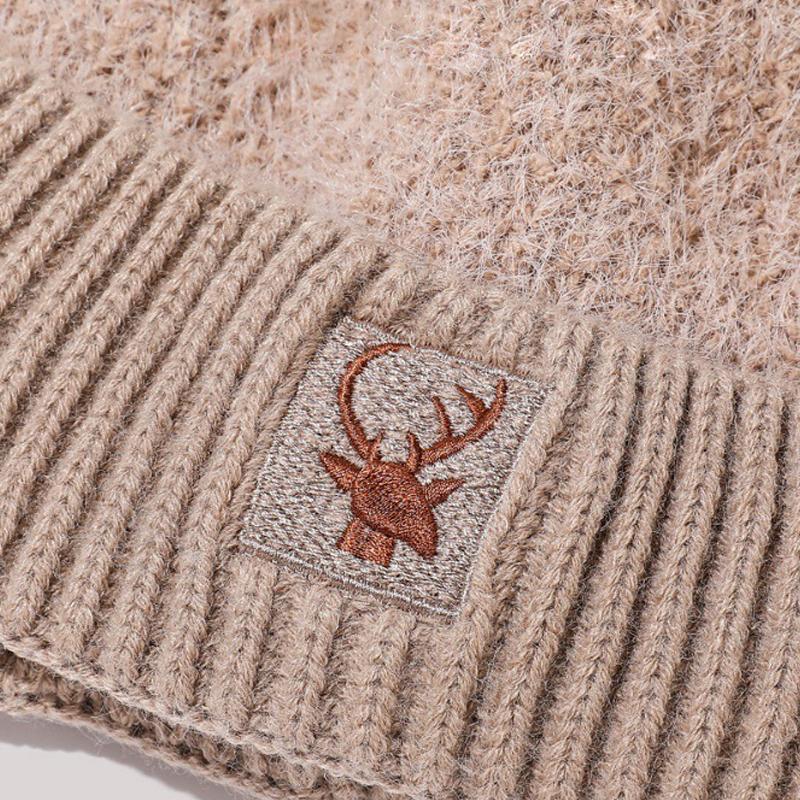 Knitted Hat Women's Stitching Antler Ear Protection Thick Warm Hat Women's Winter Wool Hat