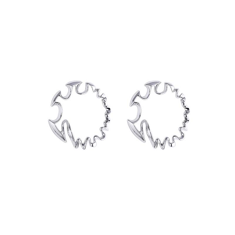 Fashion Metal Irregular Big Circle Hoop Earring For Women Exaggerated Silver Colour Twisted Personality Earrings Jewelry