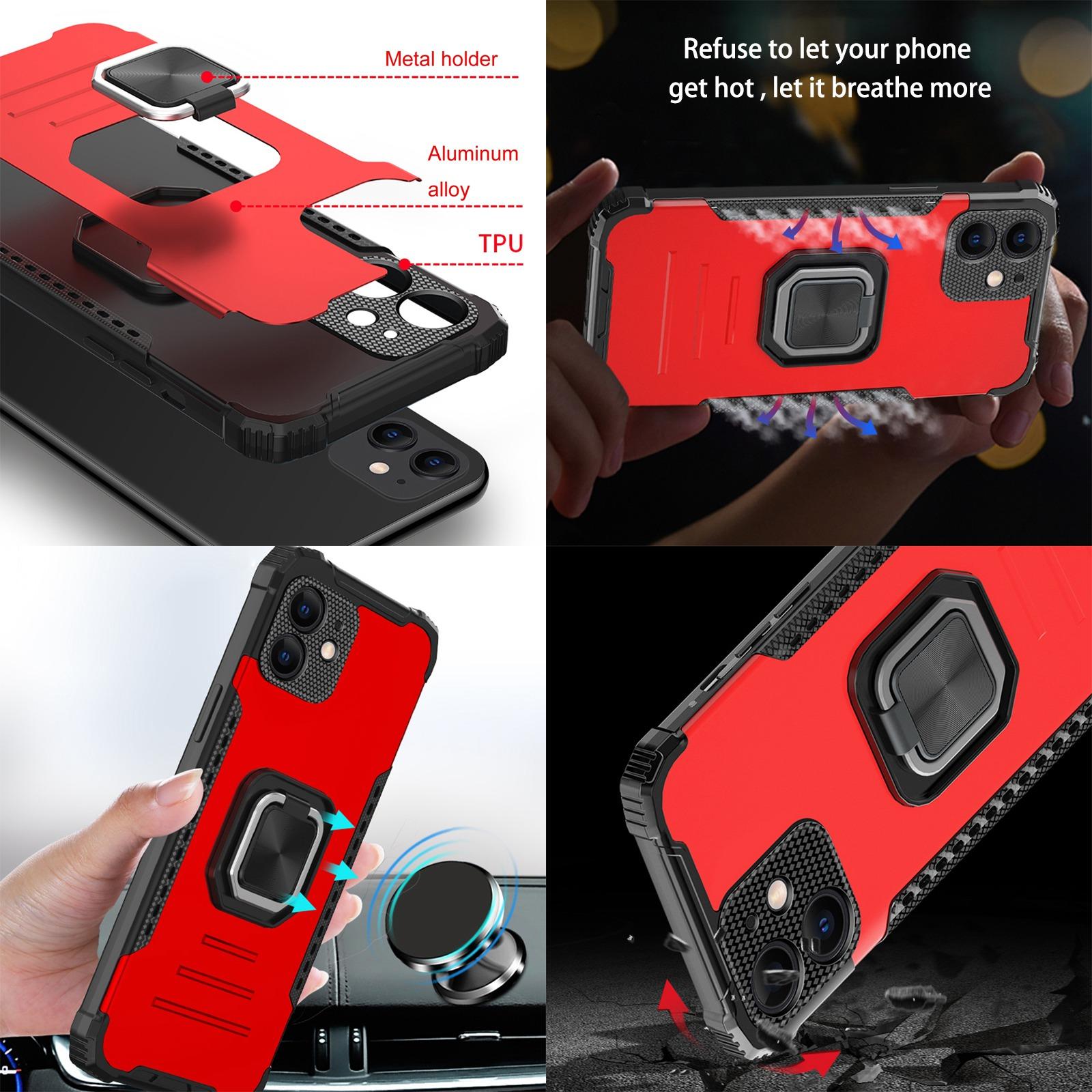 MAOGE Cover per Xiaomi Redmi 10C, [Protezione della Fotocamera] Custodia con 360 Gradi Rotazione Anello, Rinforzata Bumper TPU + PC Silicone Antiurto Armatura Custodia - Nero