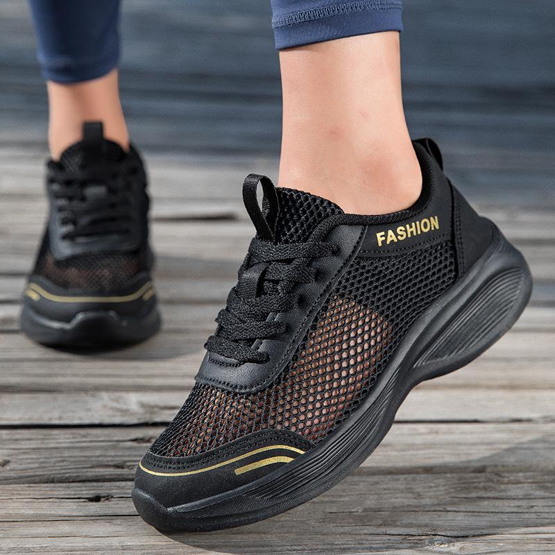 Shoes summer hollow mesh casual sports shoes large size thick-soled breathable running shoes