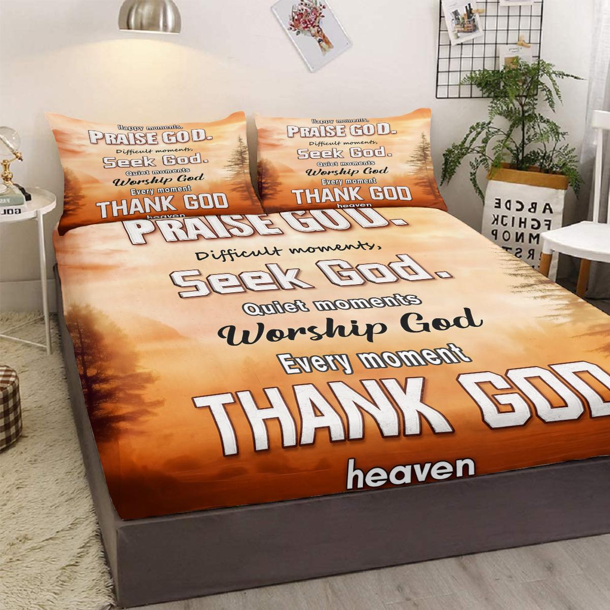 

3 шт. 100% полиэстер Постельное белье для спальни с принтом «Закат в лесу», с 1 простыней на резинке и 2 наволочками EU Twin(135x200cm)