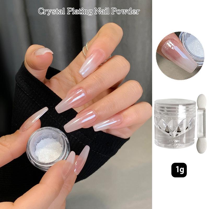 Aurora Pearl Chrome Nail Glitter Powder White Black Moonlight Mirror Mermaid Wedding Fairy Manicure Decor Aurora Pearl Chrome