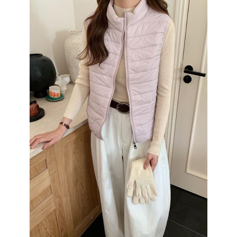 

New versatile casual style autumn winter rhombus cotton clothes, cotton-padded clothes, tops, jackets and warm vests women s clothing XL [130-77.5 kg] розовый