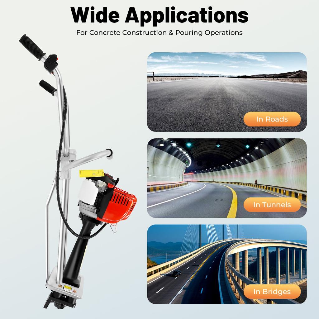 Gas Concrete Screed Power Unit Concrete Leveling Portable Type 900W Power 260kg Force Adjustable Handle Stainless Steel Frame