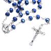 Catholic Rosary Necklace Crystal Beads Medal Cross Crucifix Pendant Fashion Religious Jewelry for Women Baptism Gift