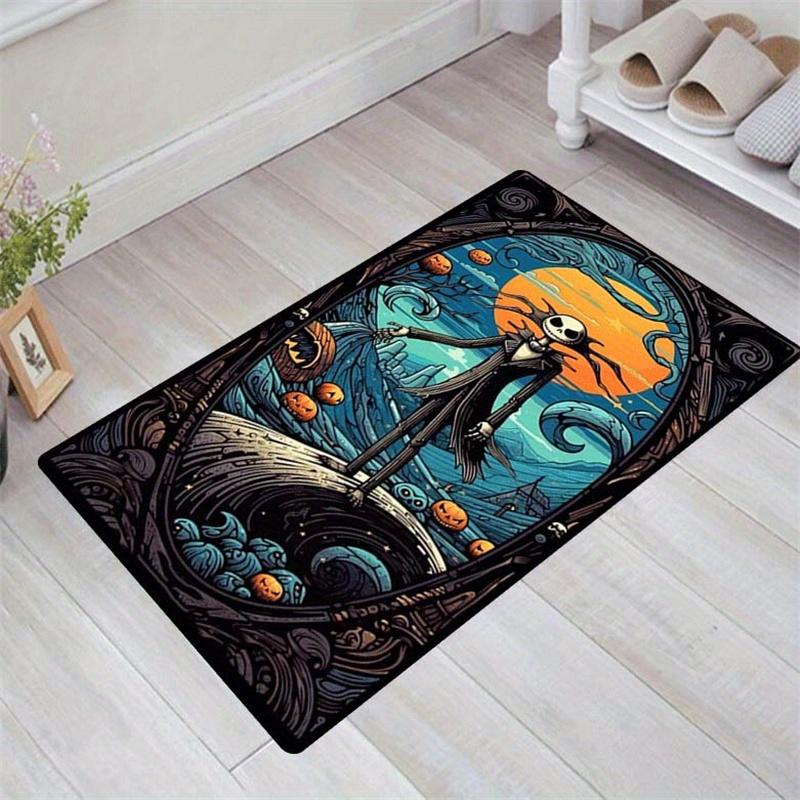 

1pc The Nightmare Before Christmas Pattern Area Rug Soft Flannel Floor Mat for Living Room,Office,Bedroom and Carpet 60cm by 90cm