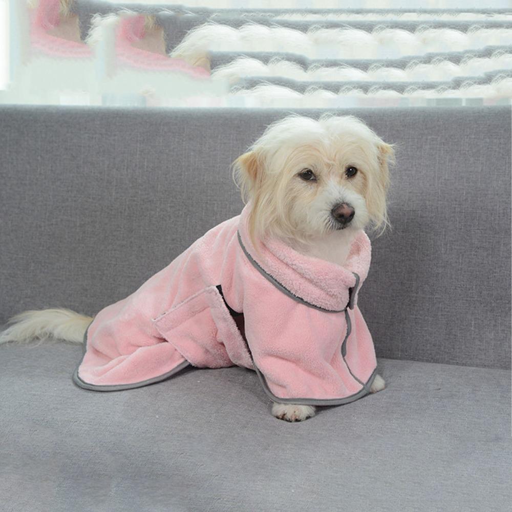 Large Size Cut Pet Bath Robe Microfiber Fabric Dog Drying Coat  Small Medium Pets