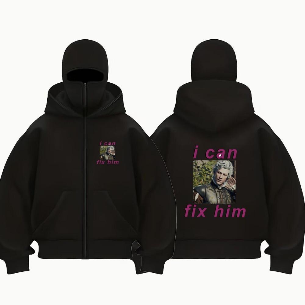 

I Can Repair His Model Text Art Print Double Hood Men s Zipper Hooded Sweatshirt Winter Warm Jacket XXXL