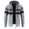Automne et Hiver Veste Pull pour Homme Manteau en Fil Assorti de Couleurs Ample Polaire à Capuche Pull Tricoté pour Homme
