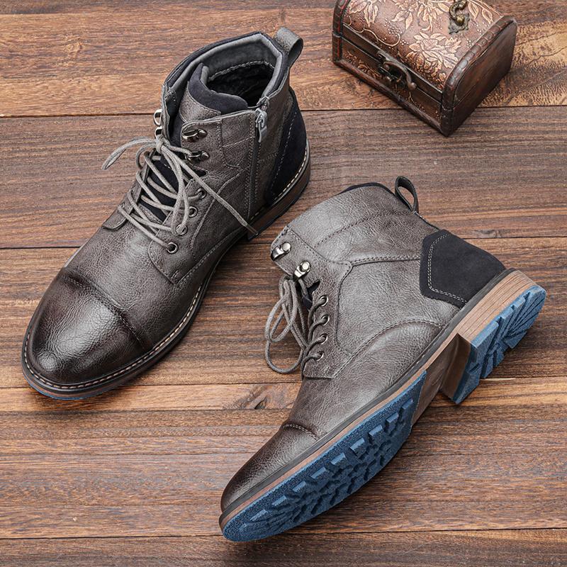 Fashion Men's Leather Boots Men Comfortable Fashion Classic Brand Boots Leather Large High-top Shoes Size 7-13 39-48