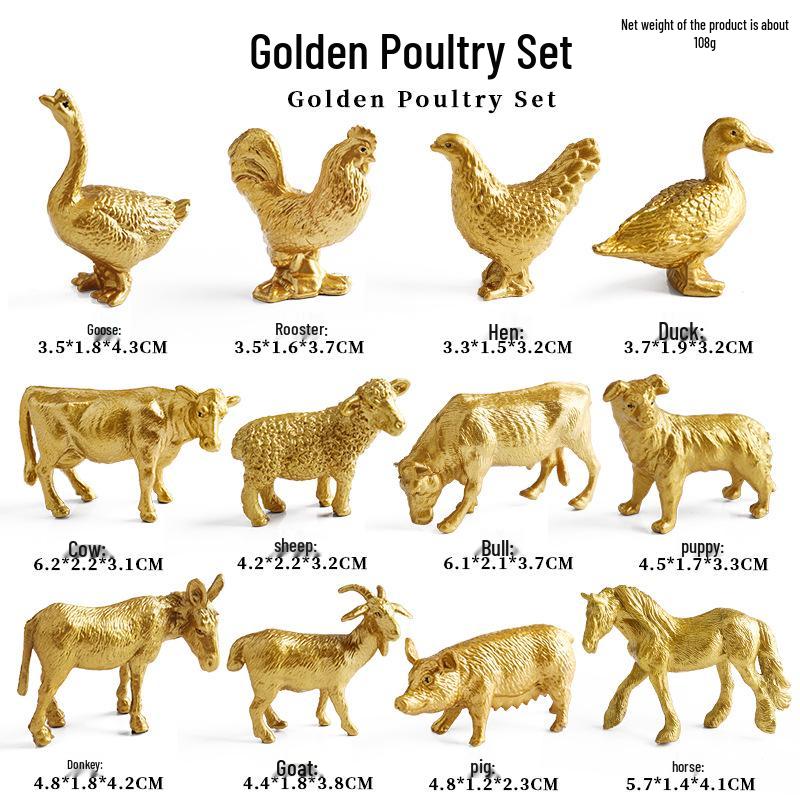 Mini Wild Animal Models: Gold Lion, Tiger, Brown Bear, Buffalo, Gorilla Toys for Kids