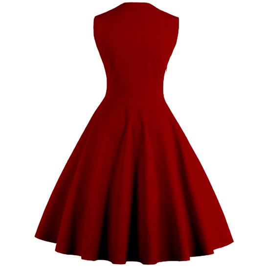 Spring and Autumn Fashion Women's Dress with A Large Swing, Retro Red Polka Dot Mid Length Skirt, Casual Sleeveless Dress