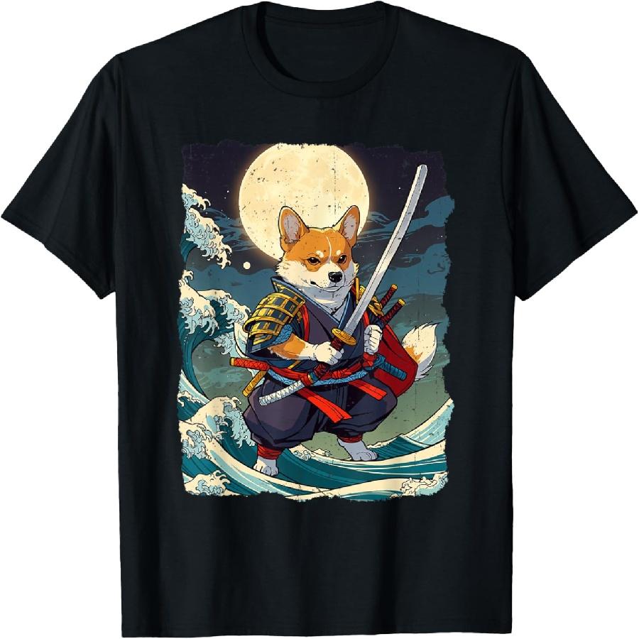

Samurai Corgi Dog Japanese Retro Corgi Ukiyo-e Warrior T-Shirt for Men Women Girls Kids XXXXXL чорний