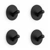 4 PCS Silver Black Adhesive Hook Stainless Steel Towel Hook Stainless Steel Hook  Home Organization