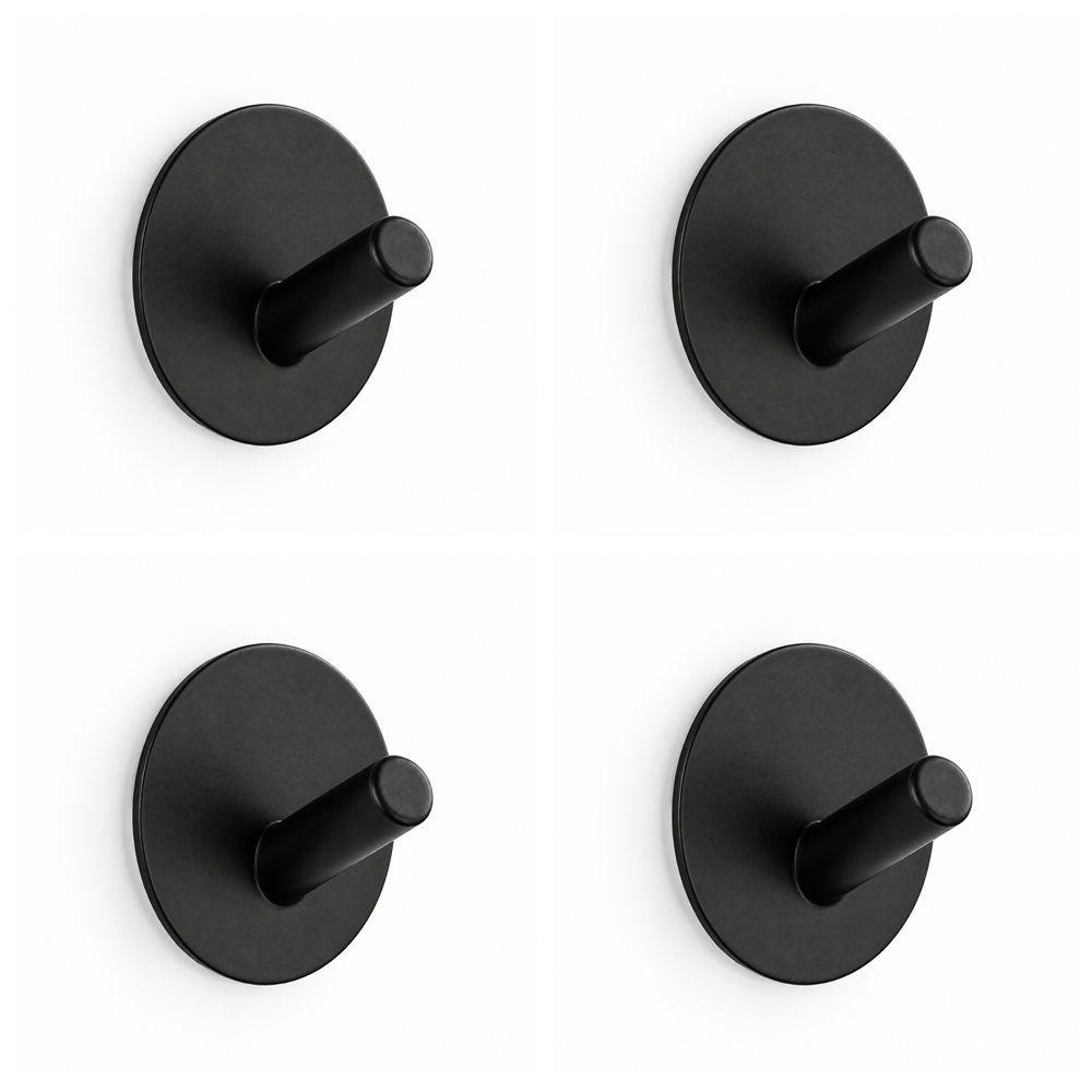 4 PCS Silver Black Adhesive Hook Stainless Steel Towel Hook Stainless Steel Hook Home Organization