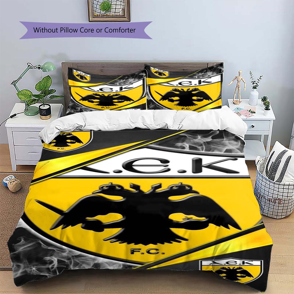 AEK FC Pattern Bedding Set Quilt Cover Pillowcase Home Decor Gift (1 * Duvet Cover + 2 * Pillowcase, Without Core)