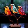 Kreative gefärbte Acrylvögel auf Zweigornamenten für den Heimtisch, neuartige bunte Vogelgruppenserie, Dekoration, Bastelgeschenke