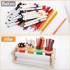 Wooden Tabletop Paper Roll Dispenser with Roll Pencil Cups Craft Art Paper Roll Holder for Kids Desktop Easel Drawing Painting