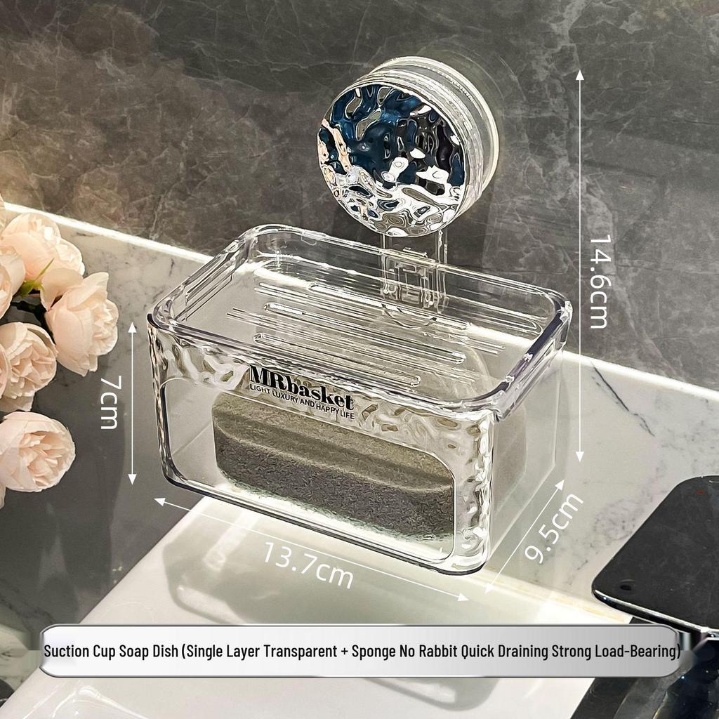 High-End Wall-Mounted Soap Dish with Strong Suction and Drainage