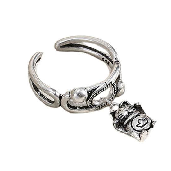 

Couple Ring Punk Style Decorative Open Design Adjustable All-match Jewelry Gifts Geometric Men Women Faux Gem Decoration Finger Ring for Daily Wear G