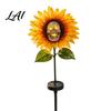 Retro Horror Theme Garden Ornaments Solar Stake Light Gothic Skull And Sunflower Outdoor Statue Lamp Halloween Decor Waterproof LED Landscape