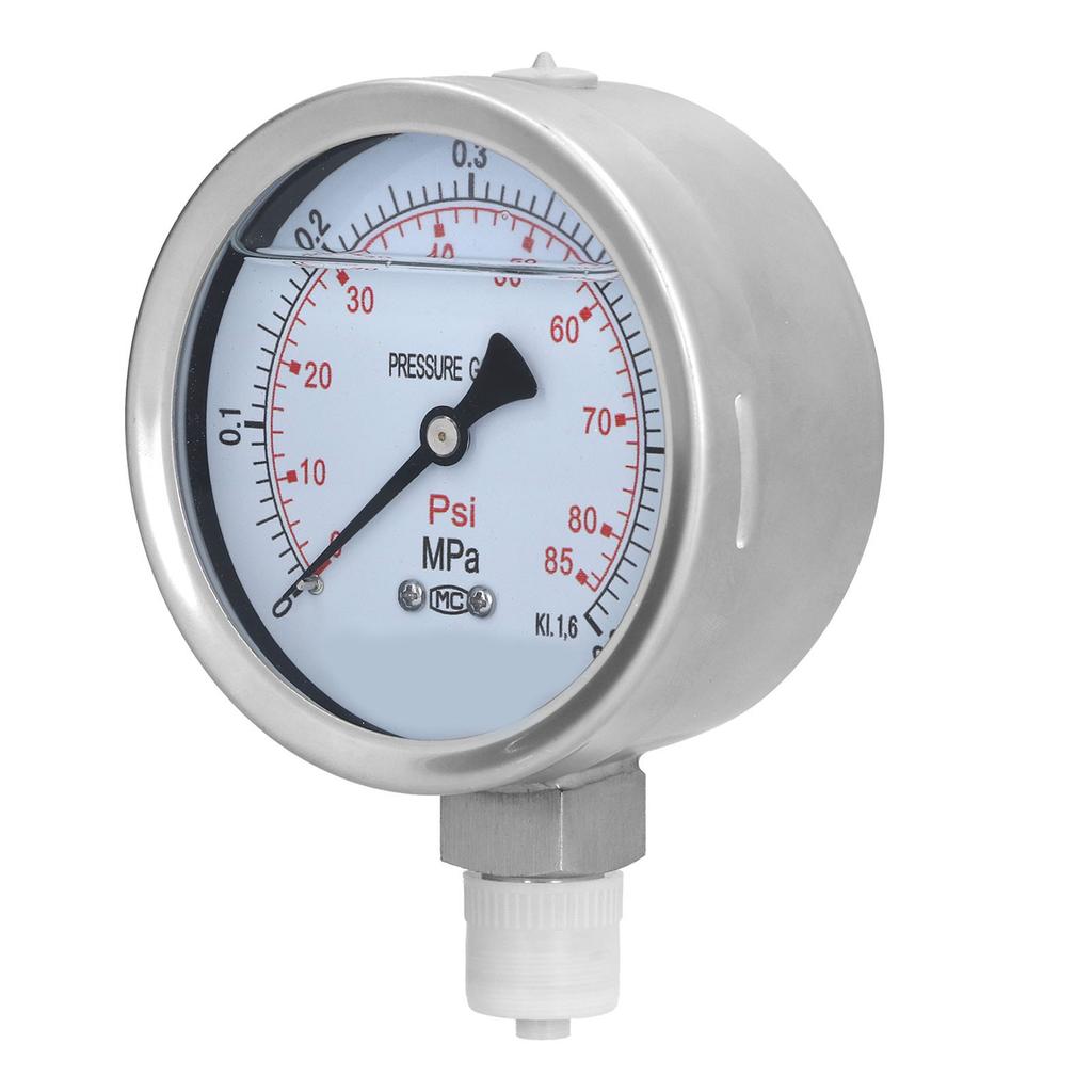 Y100BF 00.6MPa Radial Pressure Gauge Stainless Steel CorrosionResistant ShockResistant OilFilled