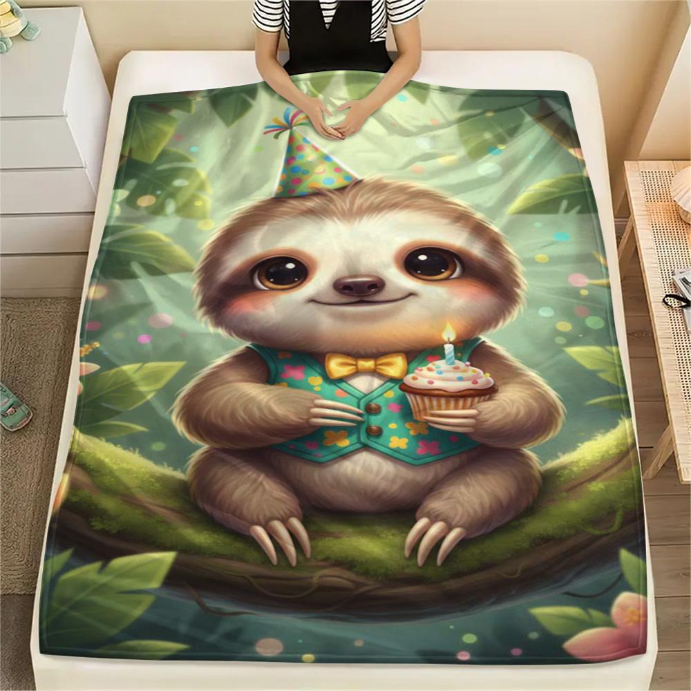1PC Retro-style animals Print FlAannel Blanket, High quality Comfortable for All Seasons, Home Decor, Warmth and Comfort