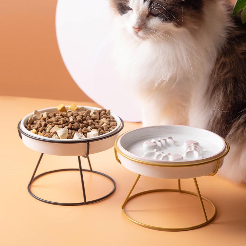 Süße Katzen Näpfe Metall Erhöhter Ständer Haustier Napf Ständer Eisen Fütterung Erhöhter Futterspender Kätzchen Welpen Schale Hunde Zubehör Zubehör