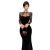 French Pure Lace Stitching Velvet Halter Dress Dress