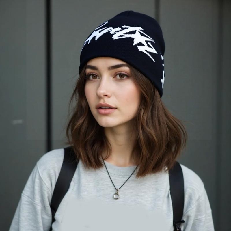 American Style Knit Beanies For Women Winter Warm Soft Yarn Hat Trendy Streetwear Accessory Unisex Design