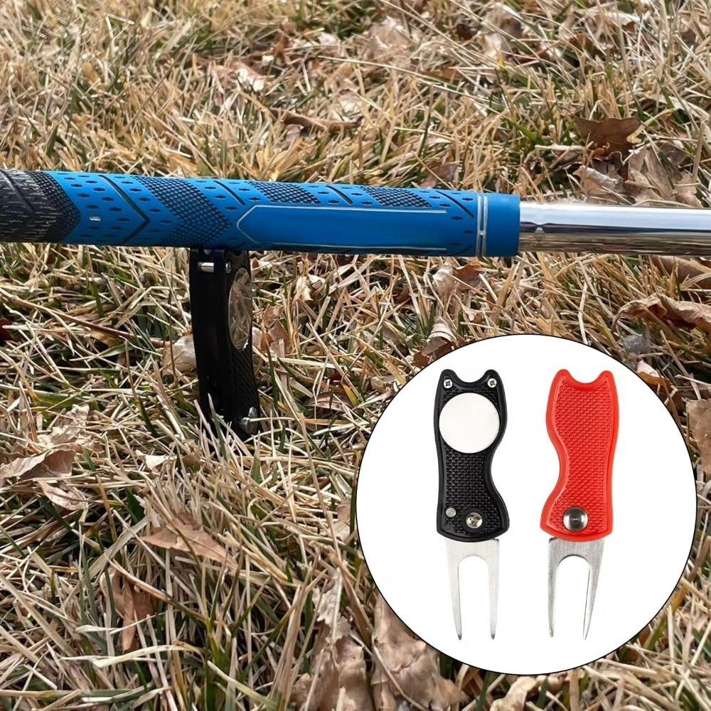 Pop-up Button Golf Divot Repair Tool Magnetic Marker Golf Repair Fork  Golf Equipment