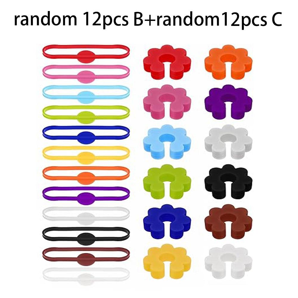 Reusable Silicone Wine Glass Charms Drink Marker Bands Bottle Strip Tag Glass Identifiers for Party Cocktail Champagne 5