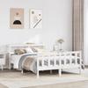 VidaXL Bed Frame with Headboard White 140x200 Cm Solid Pine Wood, Bed, Bedroom Furniture, Wooden Bed, Bed 3305762