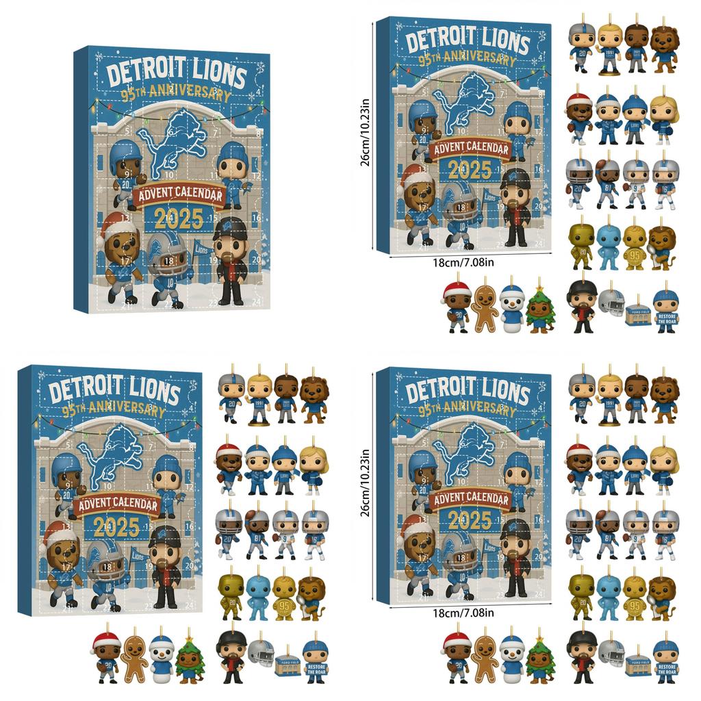 Detroit Lions 95. Jubiläum Weihnachts-Überraschungsbox Baumschmuck Aus Acryl Für Feiertagsdekoration