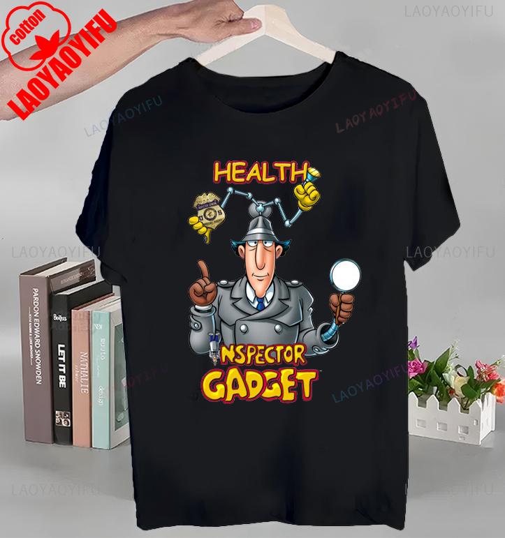 Koszulka z nadrukiem Animowany Inspektor Gadżet Topy Animowany Inspektor Gadżet T-shirt Krótki rękaw Okrągły dekolt