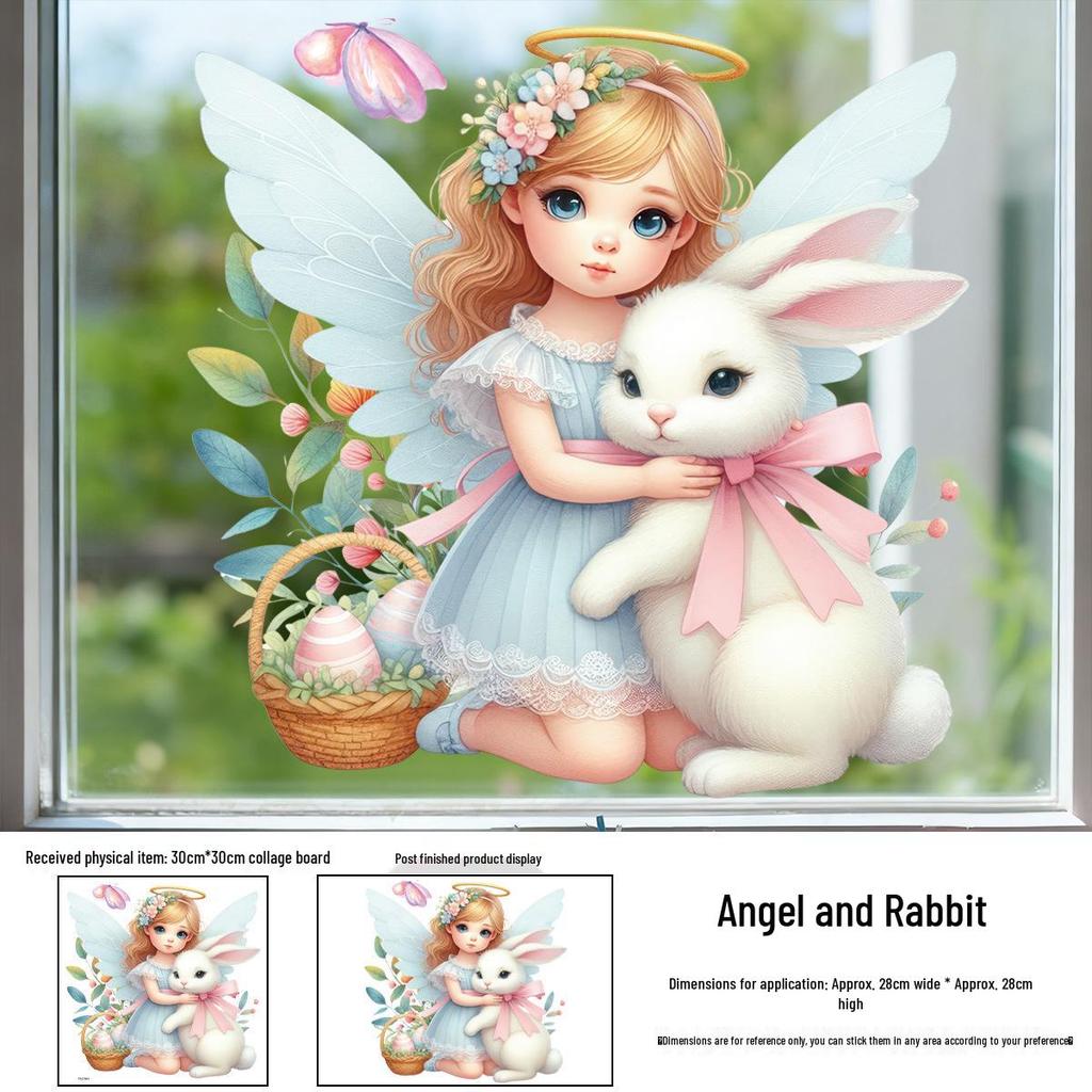 Easter Bunny & Chicks Colorful Window Stickers - Static Cling Decorations