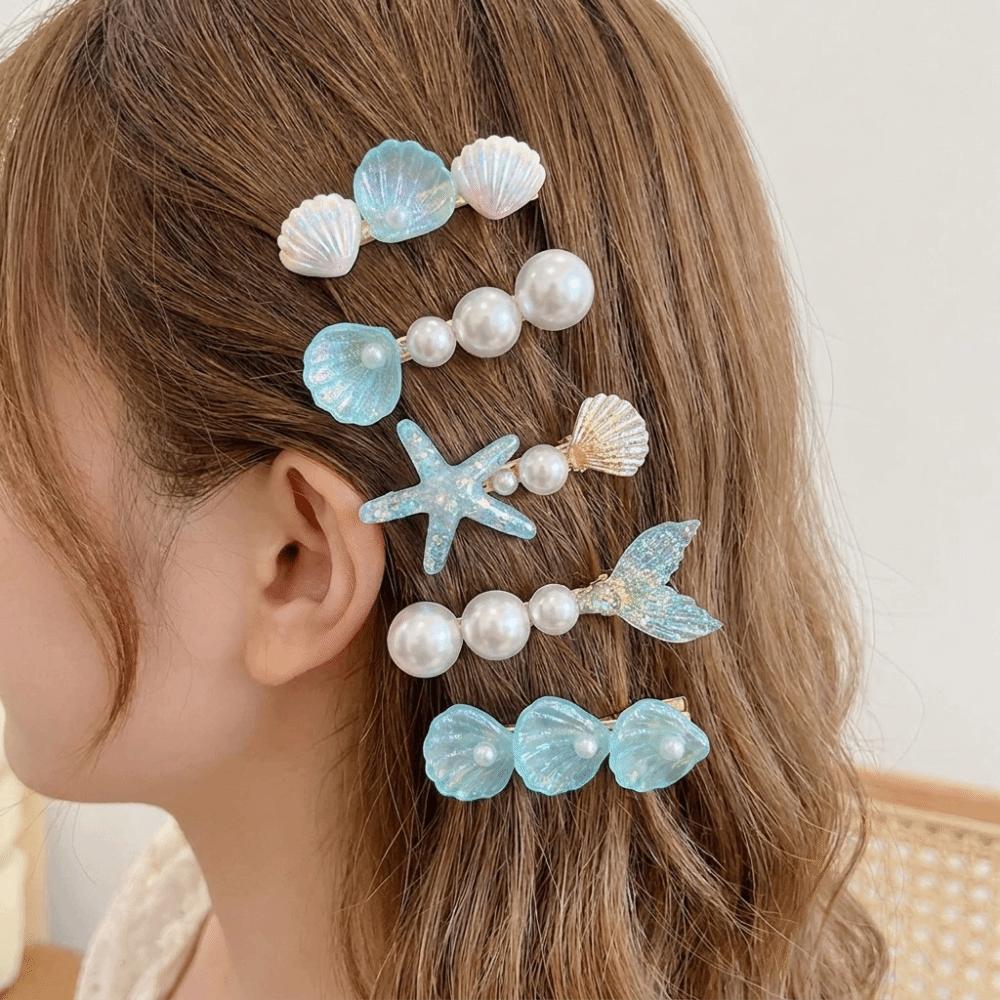 5 pcs/set Zinc Zinc Alloy Duckbill Clips Set Shell Hair Pins Cute Hair Barrettes For Girls