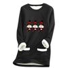 Ladies' Loose And Comfortable Round Neck Christmas Print Thick With Pockets Long Sleeved Top