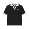 Tennis Stylish Comfortable Breathable Color Block Vintage College Style Embroidered Logo Short Sleeve Polo Shirt Women Tops Black A51W523101F-BK