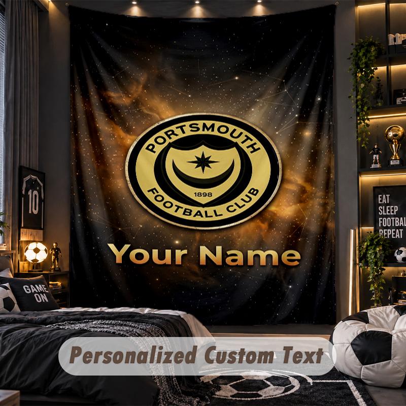TapestryPortsmouth FC Custom Name Text Personalized Wall Hanging Tapestry Home Wall Decor