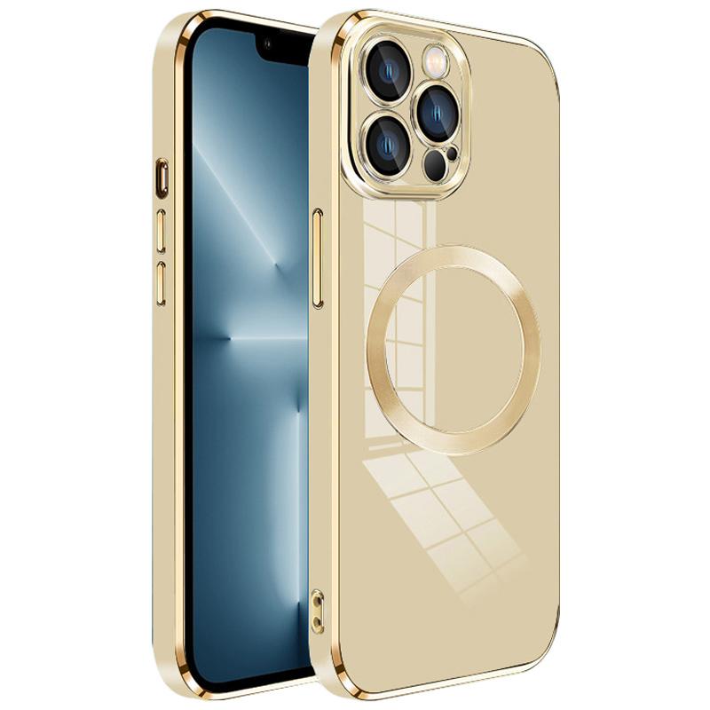 For iPhone 13 Pro Max Magnetic Phone Case Electroplating TPU Cover with Lens Film