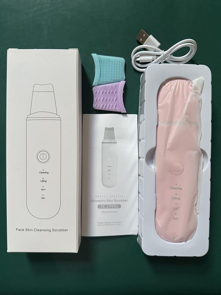 Ultrasonic Skin Scrubber & Microcurrent Color Light Therapy Device for Blackhead Removal & Dead Skin Cleansing