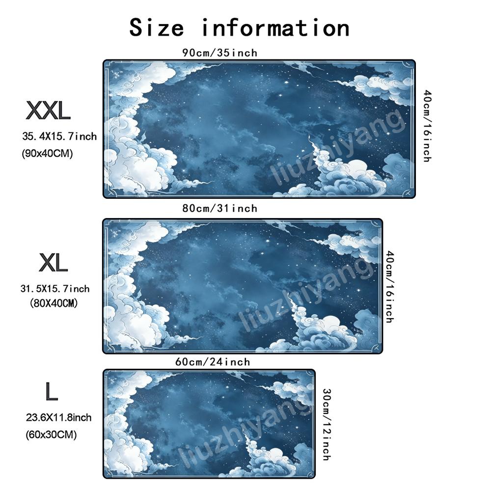Cloud Starry Sky Mouse Pad Large Computer Office Game Table Mat Rubber Anti-slip Stitched Keyboard Mats 90x40 XXL Desk Pads