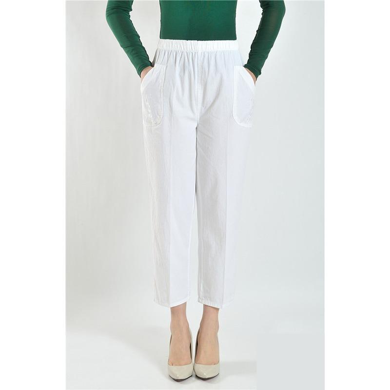 Summer Embroidery Women's Pants Stretch Casual Waist Office Outdoor Pant Breathable Cool Clothing