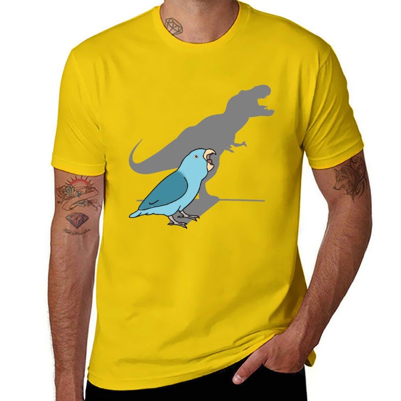 

2025 new model Trex blue parrotlet TShirt anime clothes animal prinfors Short sleeve tee men 4XL