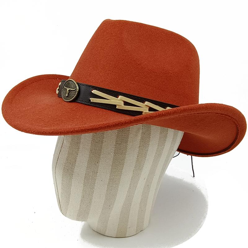 Dark purple Cowboy Hat New Jazz Knight hat cowboy hat monochrome felt hat men's and women's large brim outdoor hat