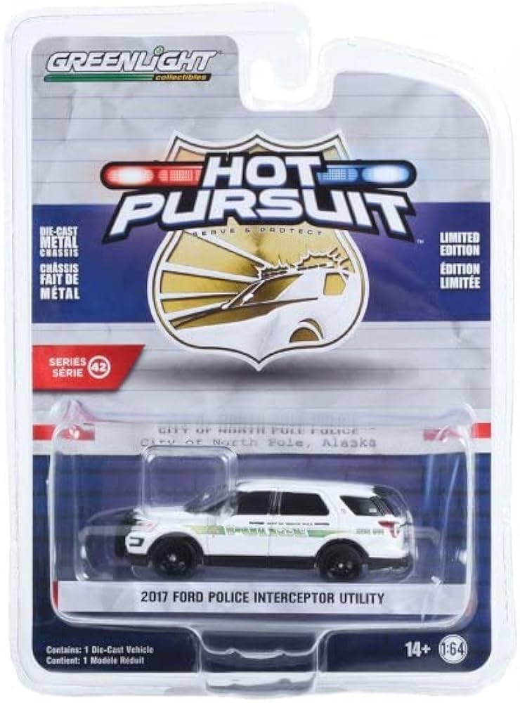 Greenlight Scale Ford North Pole Greenlight Hot Pursuit City of North Alaska Police Diecast Car 1/64 Interceptor, Alaska, Police, Interceptor, Pole,