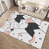 Niedlicher Cartoon-Katzenmuster-Teppich mit Weiß1Schwarz1und Beige Katzen Design Geeignet für die Verwendung als Anti-Rutsch-Matte für Wohnzimmer und Schlafzimmer Sofas