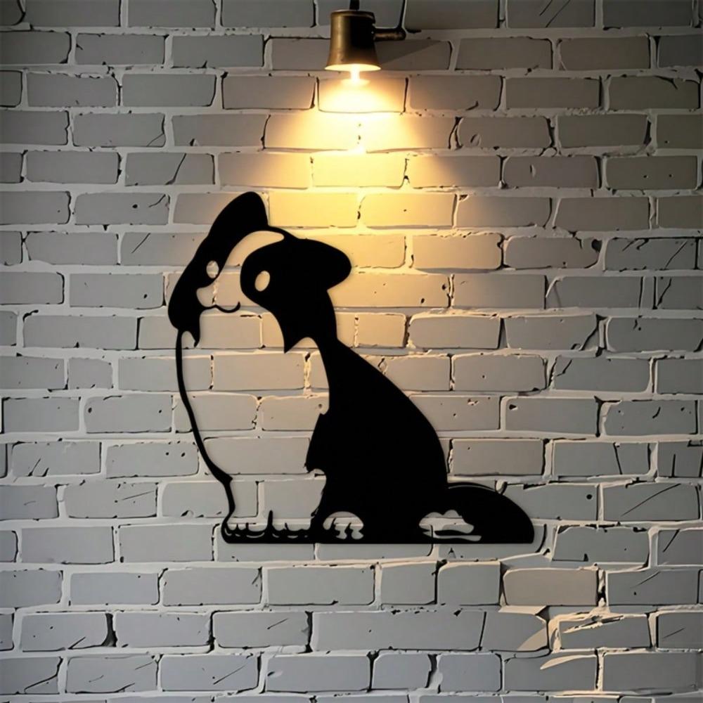 Metal Dog Silhouette Wall Art Black Rustproof Coating Home Decor Living Room Bedroom Kitchen Gift Dog Lovers
